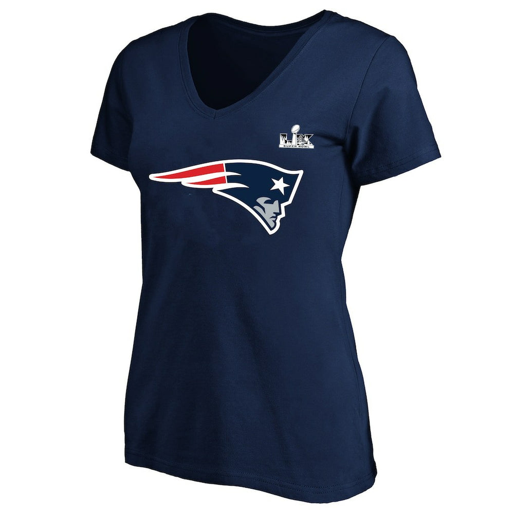 Drake Maye New England Patriots Women's Super Bowl LX Patch Plus Size Name & Number V-Neck T-Shirt - Navy - Fanatics
