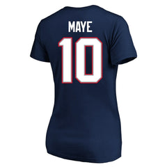 Drake Maye New England Patriots Women's Super Bowl LX Patch Plus Size Name & Number V-Neck T-Shirt - Navy - Fanatics