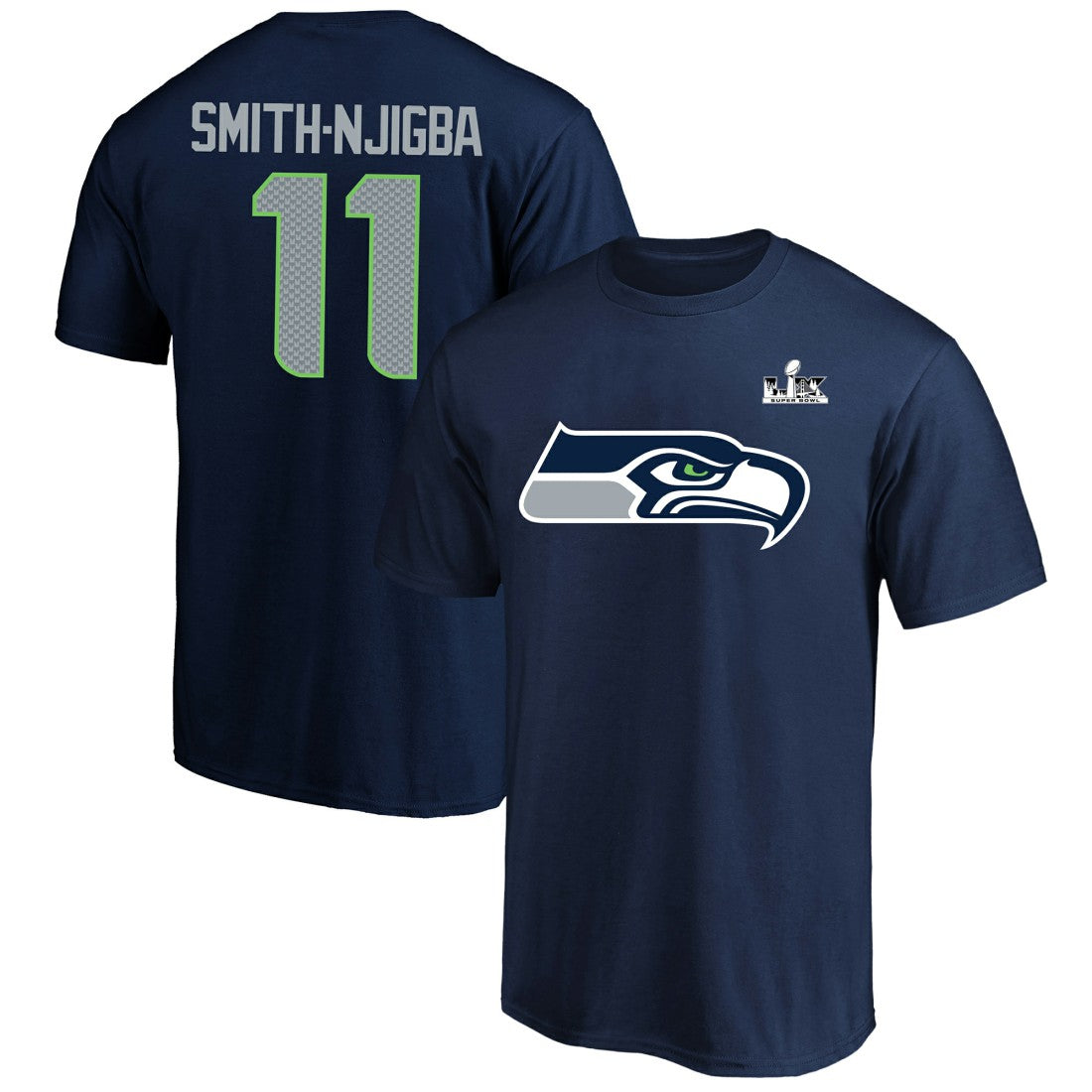 Jaxon Smith-Njigba Seattle Seahawks Super Bowl LX Patch Big & Tall Name & Number T-Shirt - College Navy - Fanatics