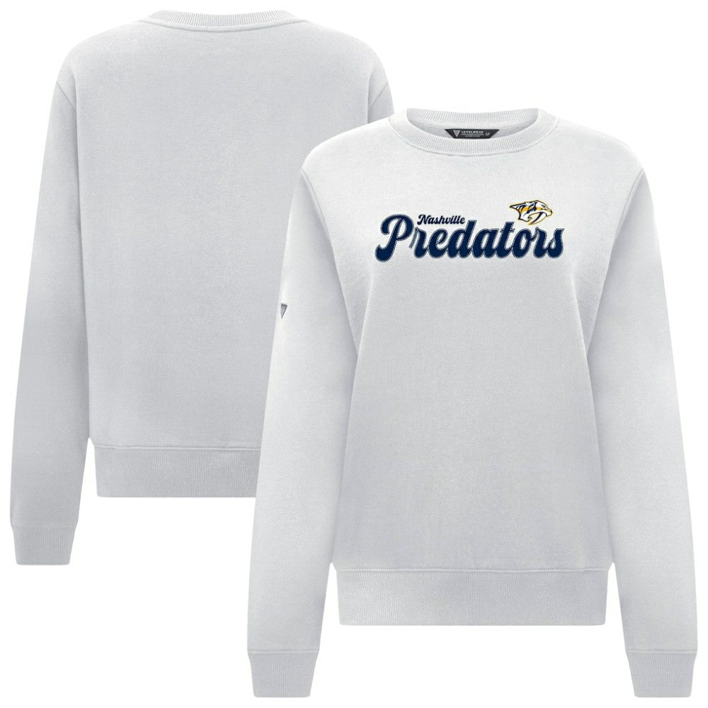 Nashville Predators Levelwear Women's Yvette Big Script Tri-Blend Sweatshirt - White | NHL near me