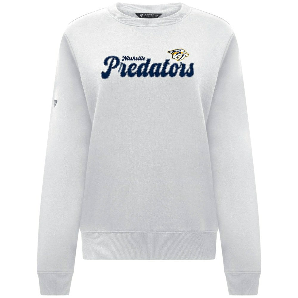 Nashville Predators Levelwear Women's Yvette Big Script Tri-Blend Sweatshirt - White | NHL near me