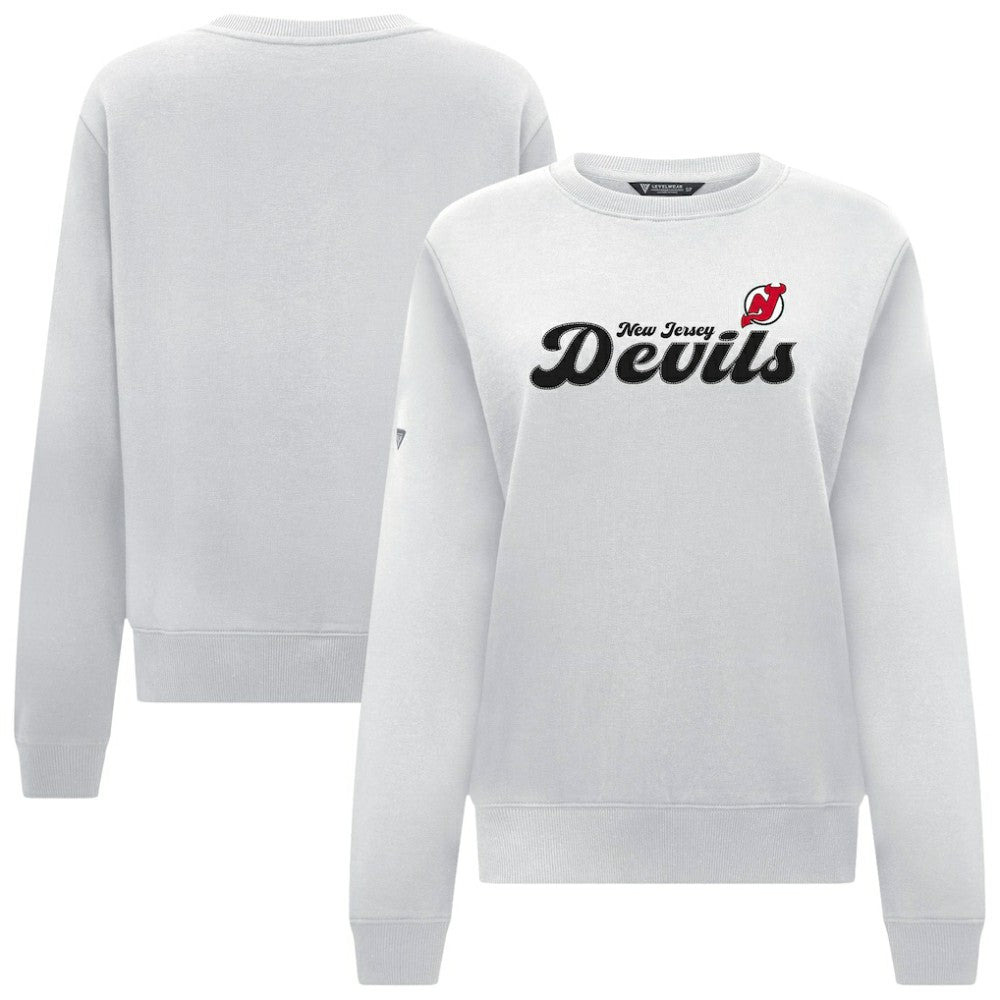 New Jersey Devils Levelwear Women's Yvette Big Script Tri-Blend Sweatshirt - White | NHL discount