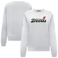 New Jersey Devils Levelwear Women's Yvette Big Script Tri-Blend Sweatshirt - White | NHL discount
