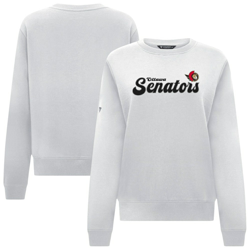 Ottawa Senators Levelwear Women's Yvette Big Script Tri-Blend Sweatshirt - White | NHL Lifestyle