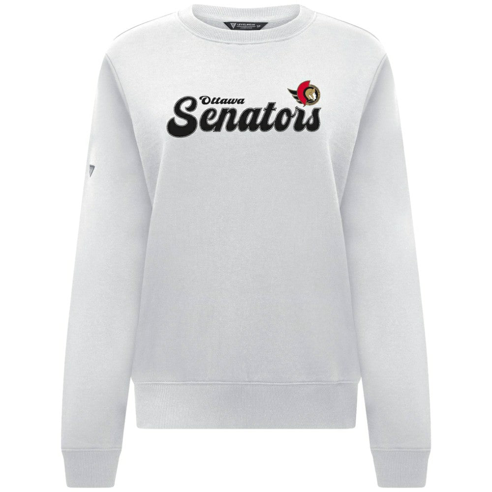 Ottawa Senators Levelwear Women's Yvette Big Script Tri-Blend Sweatshirt - White | NHL Lifestyle