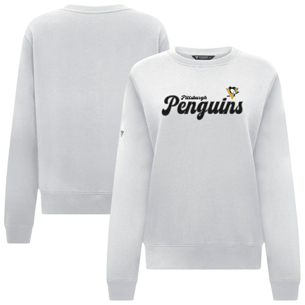 Pittsburgh Penguins Levelwear Women's Yvette Big Script Tri-Blend Sweatshirt - White | NHL discount