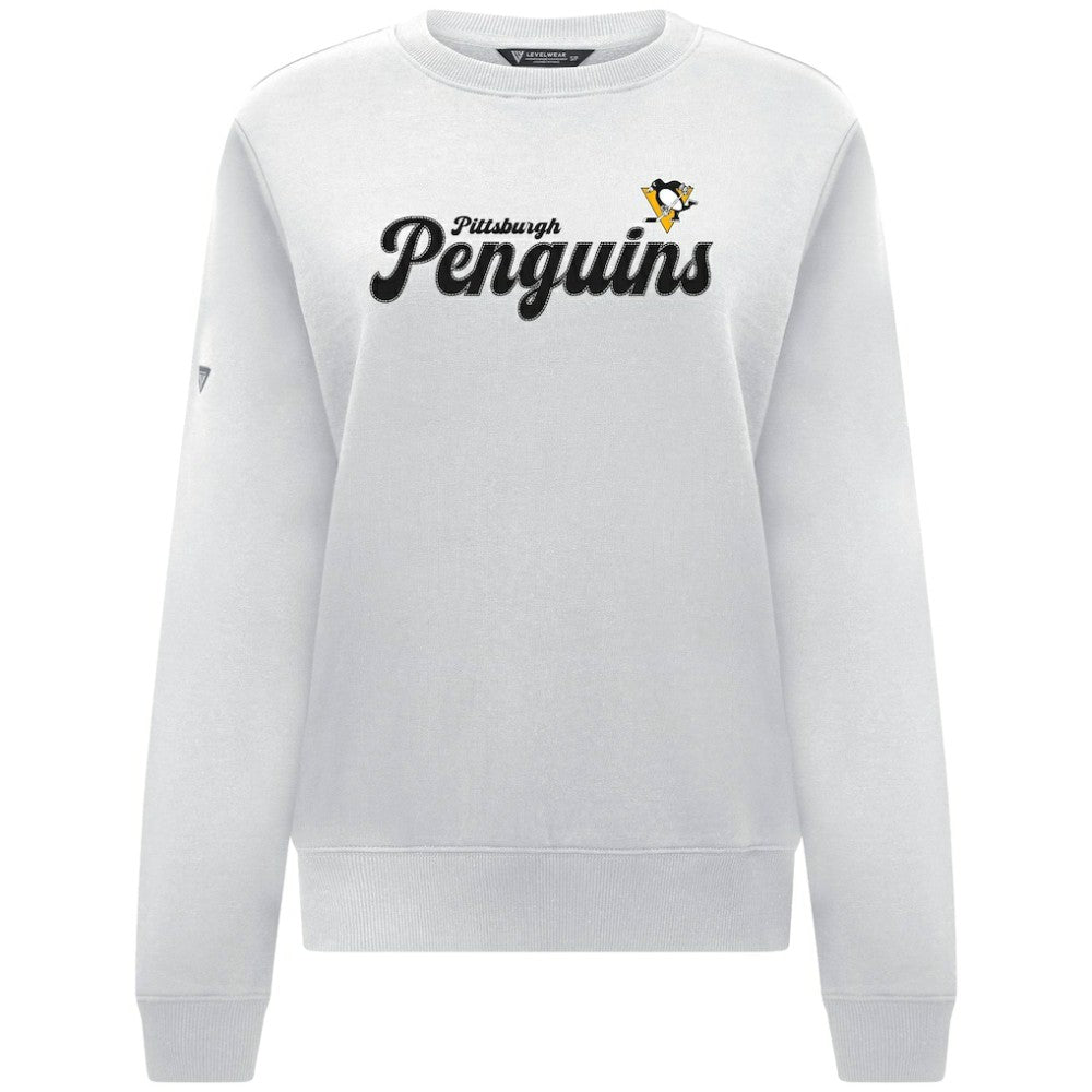 Pittsburgh Penguins Levelwear Women's Yvette Big Script Tri-Blend Sweatshirt - White | NHL discount