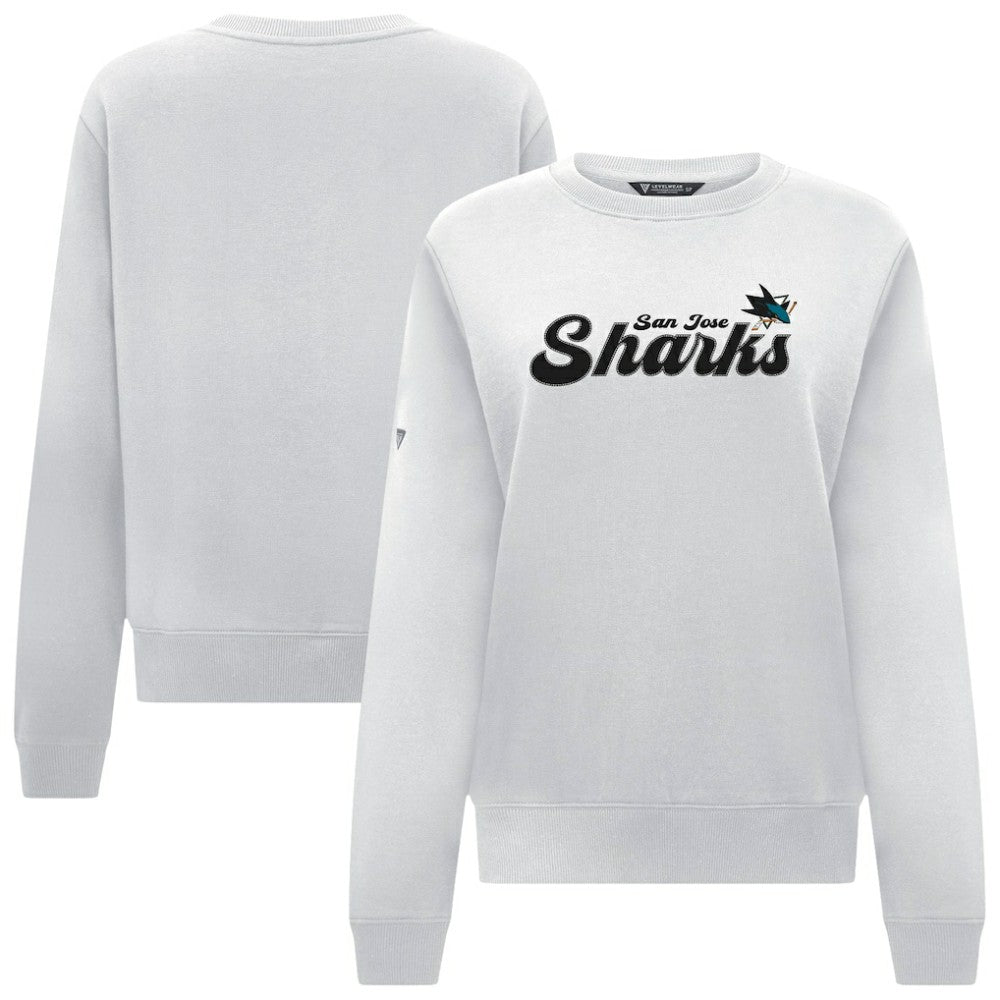 San Jose Sharks Levelwear Women's Yvette Big Script Tri-Blend Sweatshirt - White | NHL near me