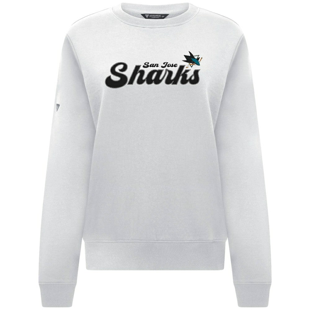 San Jose Sharks Levelwear Women's Yvette Big Script Tri-Blend Sweatshirt - White | NHL near me