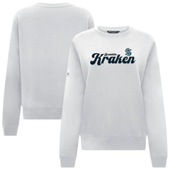 Seattle Kraken Levelwear Women's Yvette Big Script Tri-Blend Sweatshirt - White | NHL Clearance