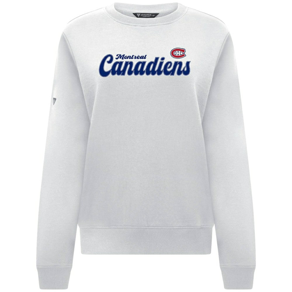 Montreal Canadiens Levelwear Women's Yvette Big Script Tri-Blend Sweatshirt - White | NHL online