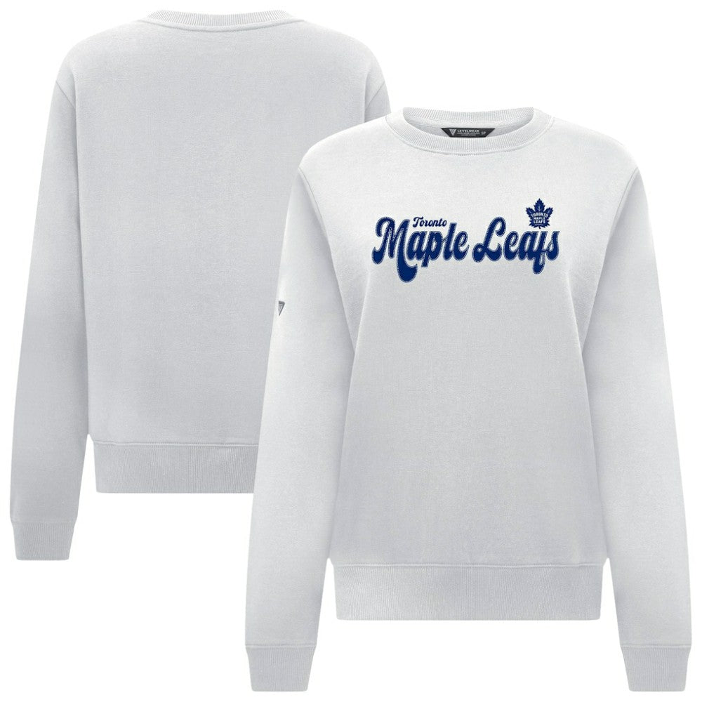Toronto Maple Leafs Levelwear Women's Yvette Big Script Tri-Blend Sweatshirt - White | NHL discount