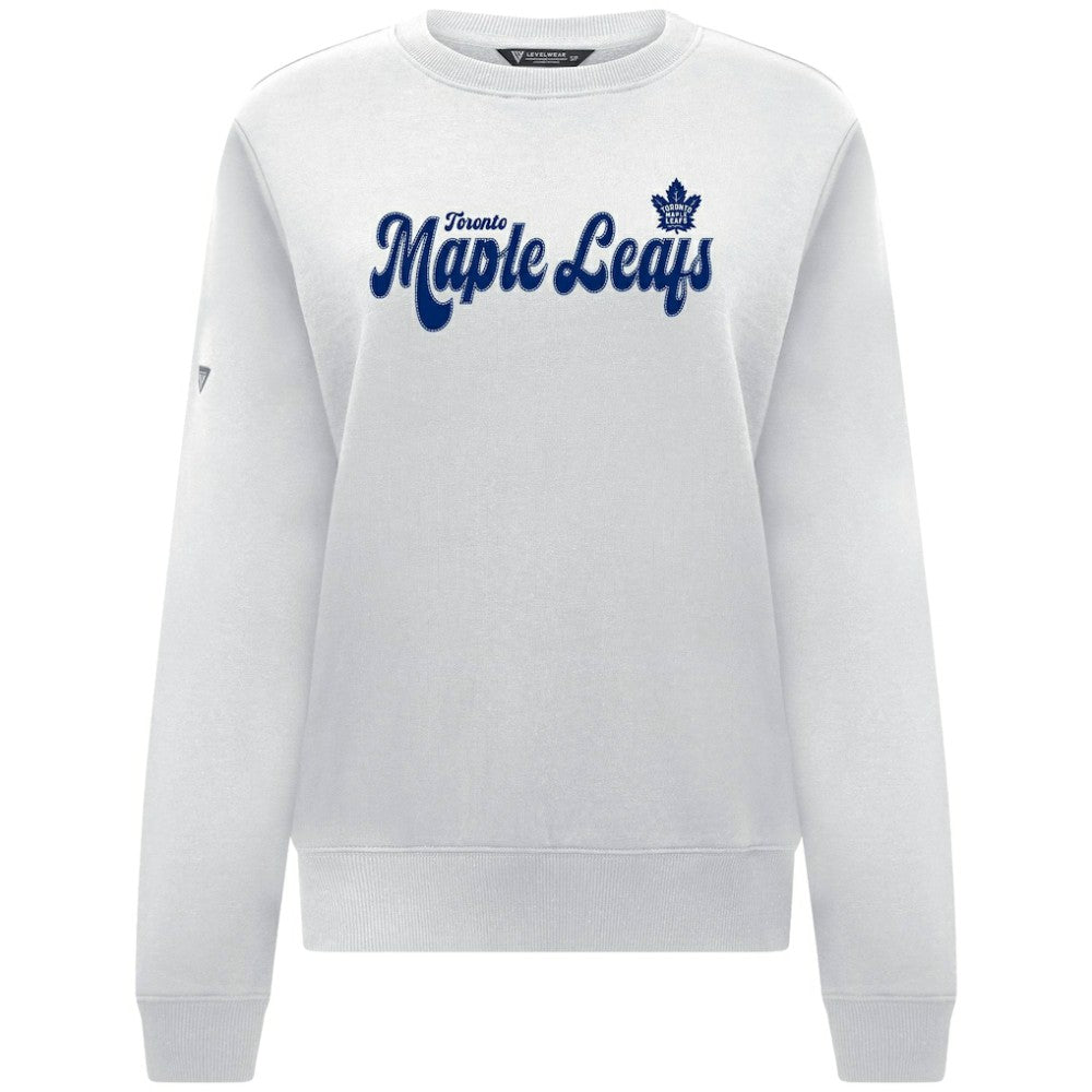 Toronto Maple Leafs Levelwear Women's Yvette Big Script Tri-Blend Sweatshirt - White | NHL discount