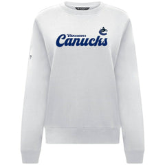 Vancouver Canucks Levelwear Women's Yvette Big Script Tri-Blend Sweatshirt - White | NHL Clearance
