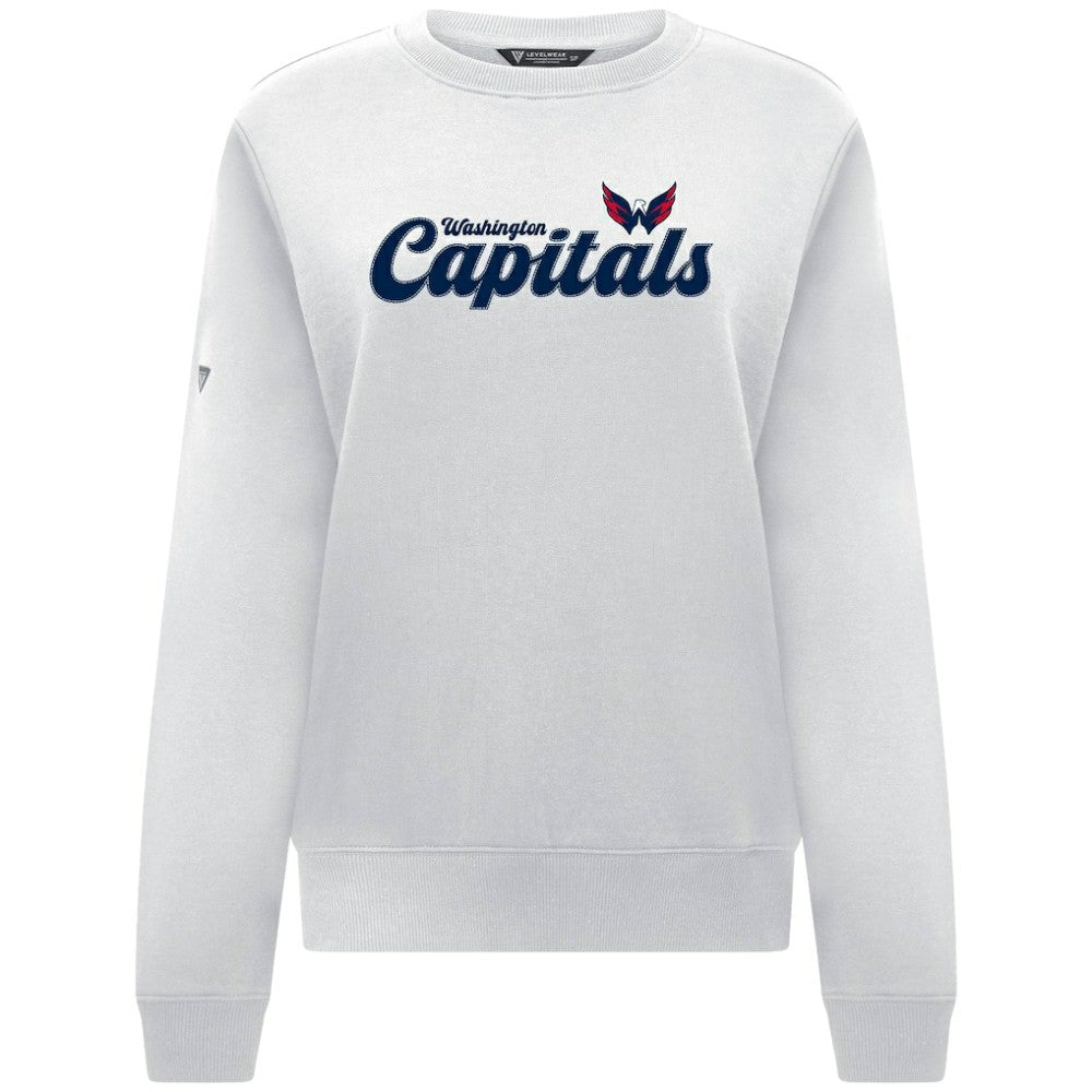 Washington Capitals Levelwear Women's Yvette Big Script Tri-Blend Sweatshirt - White | NHL discount