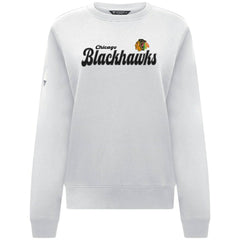 Chicago Blackhawks Levelwear Women's Yvette Big Script Tri-Blend Sweatshirt - White | NHL near me