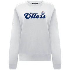 Edmonton Oilers Levelwear Women's Yvette Big Script Tri-Blend Sweatshirt - White | NHL discount