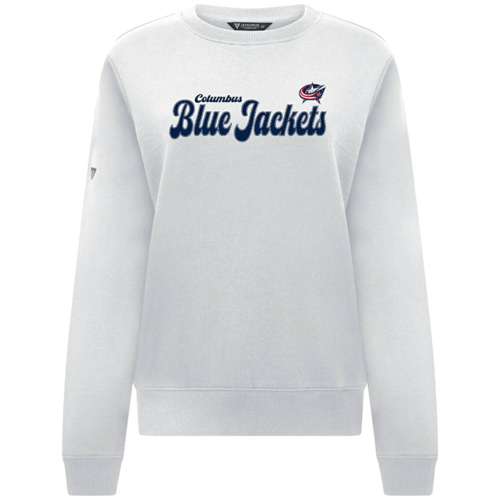 Columbus Blue Jackets Levelwear Women's Yvette Big Script Tri-Blend Sweatshirt - White | NHL online