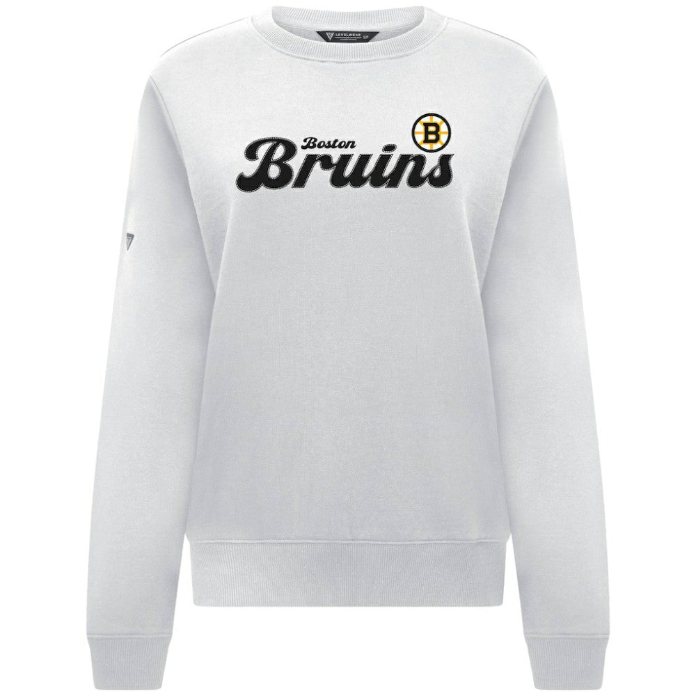 Boston Bruins Levelwear Women's Yvette Big Script Tri-Blend Sweatshirt - White | NHL discount