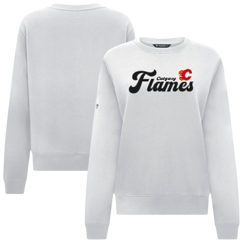 Calgary Flames Levelwear Women's Yvette Big Script Tri-Blend Sweatshirt - White | NHL on sale