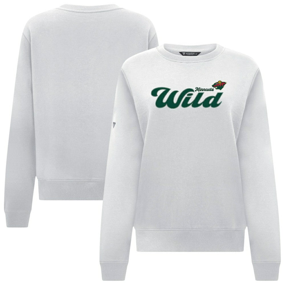 Minnesota Wild Levelwear Women's Yvette Big Script Tri-Blend Sweatshirt - White | NHL Lifestyle