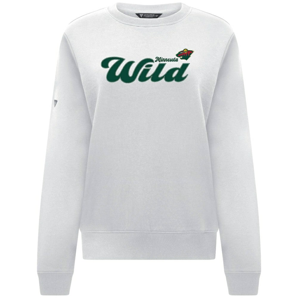 Minnesota Wild Levelwear Women's Yvette Big Script Tri-Blend Sweatshirt - White | NHL Lifestyle