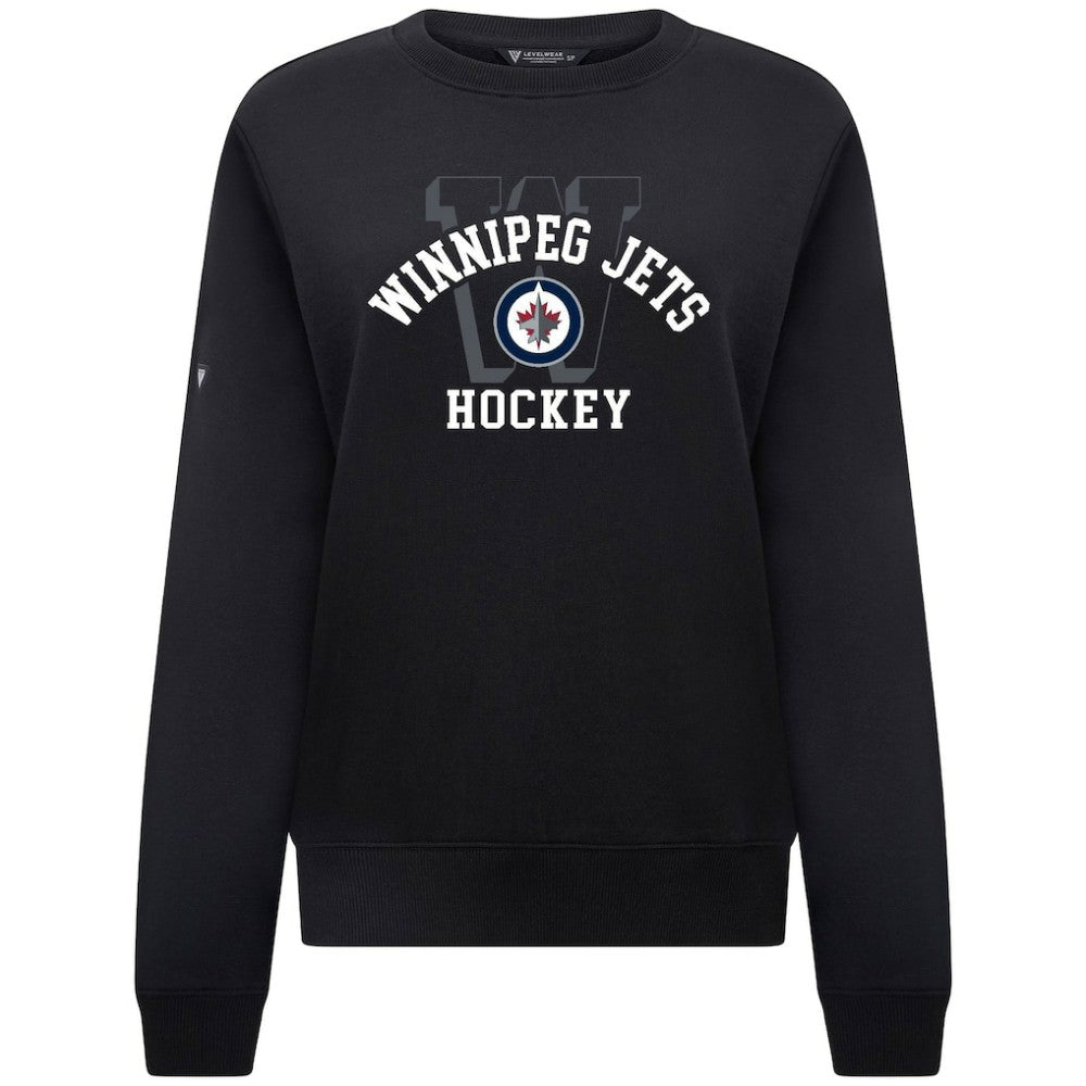 Winnipeg Jets Levelwear Women's Yvette Limelight Big Letter Sweatshirt - Black | NHL on sale