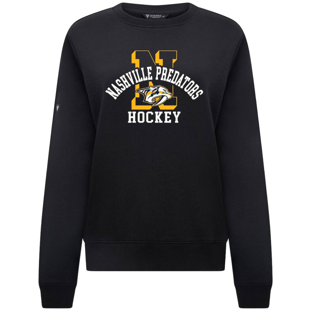 Nashville Predators Levelwear Women's Yvette Limelight Big Letter Sweatshirt - Black | NHL Clearance