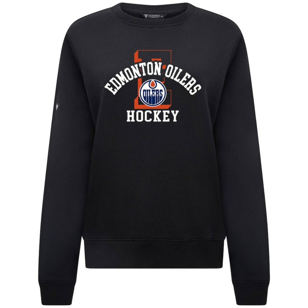 Edmonton Oilers Levelwear Women's Yvette Limelight Big Letter Sweatshirt - Black | NHL near me