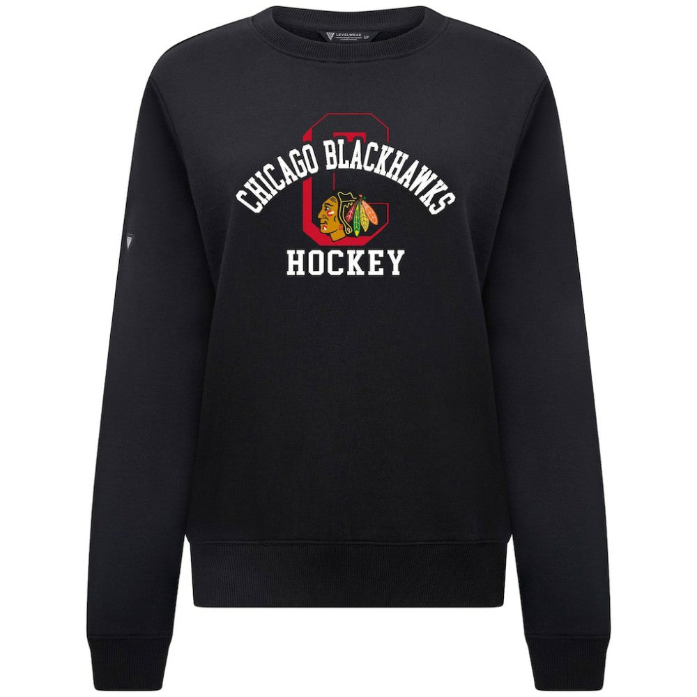 Chicago Blackhawks Levelwear Women's Yvette Limelight Big Letter Sweatshirt - Black | NHL sale