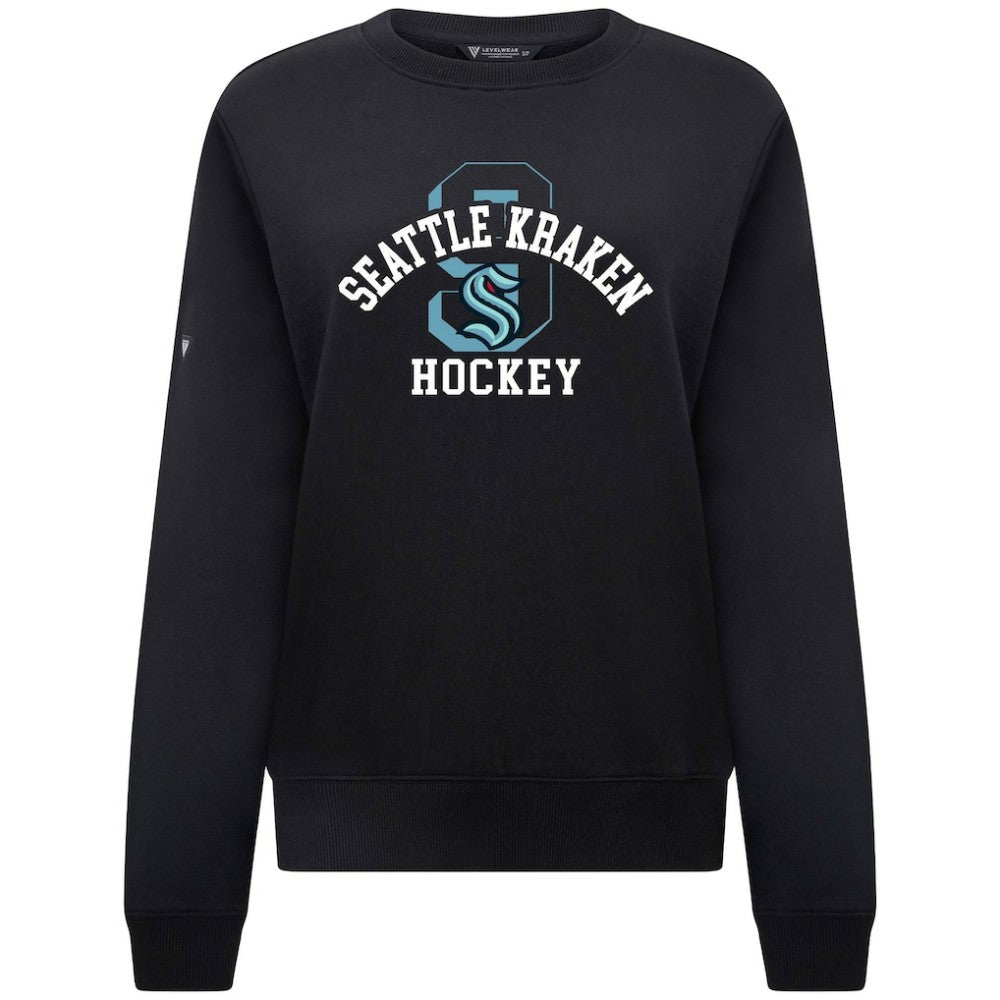 Seattle Kraken Levelwear Women's Yvette Limelight Big Letter Sweatshirt - Black | NHL Lifestyle