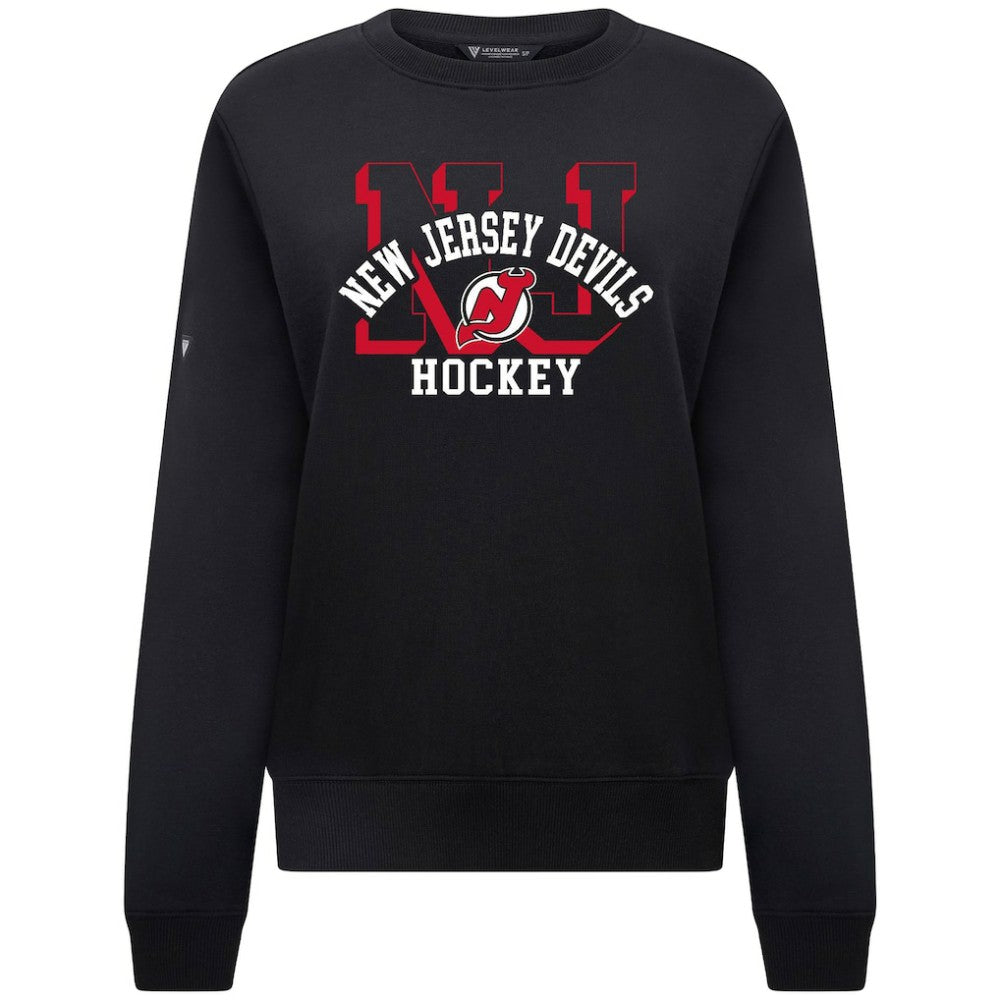 New Jersey Devils Levelwear Women's Yvette Limelight Big Letter Sweatshirt - Black | NHL Lifestyle
