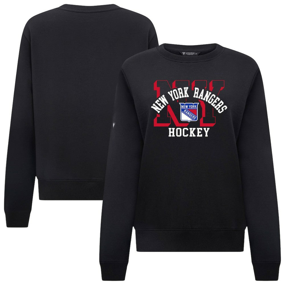 New York Rangers Levelwear Women's Yvette Limelight Big Letter Sweatshirt - Black | NHL discount