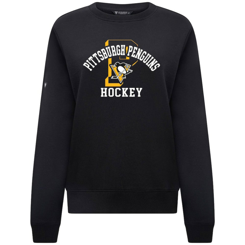 Pittsburgh Penguins Levelwear Women's Yvette Limelight Big Letter Sweatshirt - Black | NHL online
