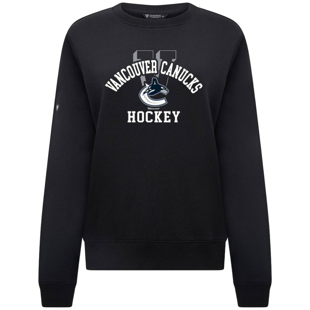 Vancouver Canucks Levelwear Women's Yvette Limelight Big Letter Sweatshirt - Black | NHL Clearance