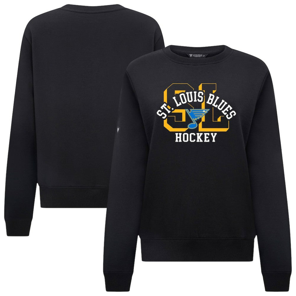 St. Louis Blues Levelwear Women's Yvette Limelight Big Letter Sweatshirt - Black | NHL on sale