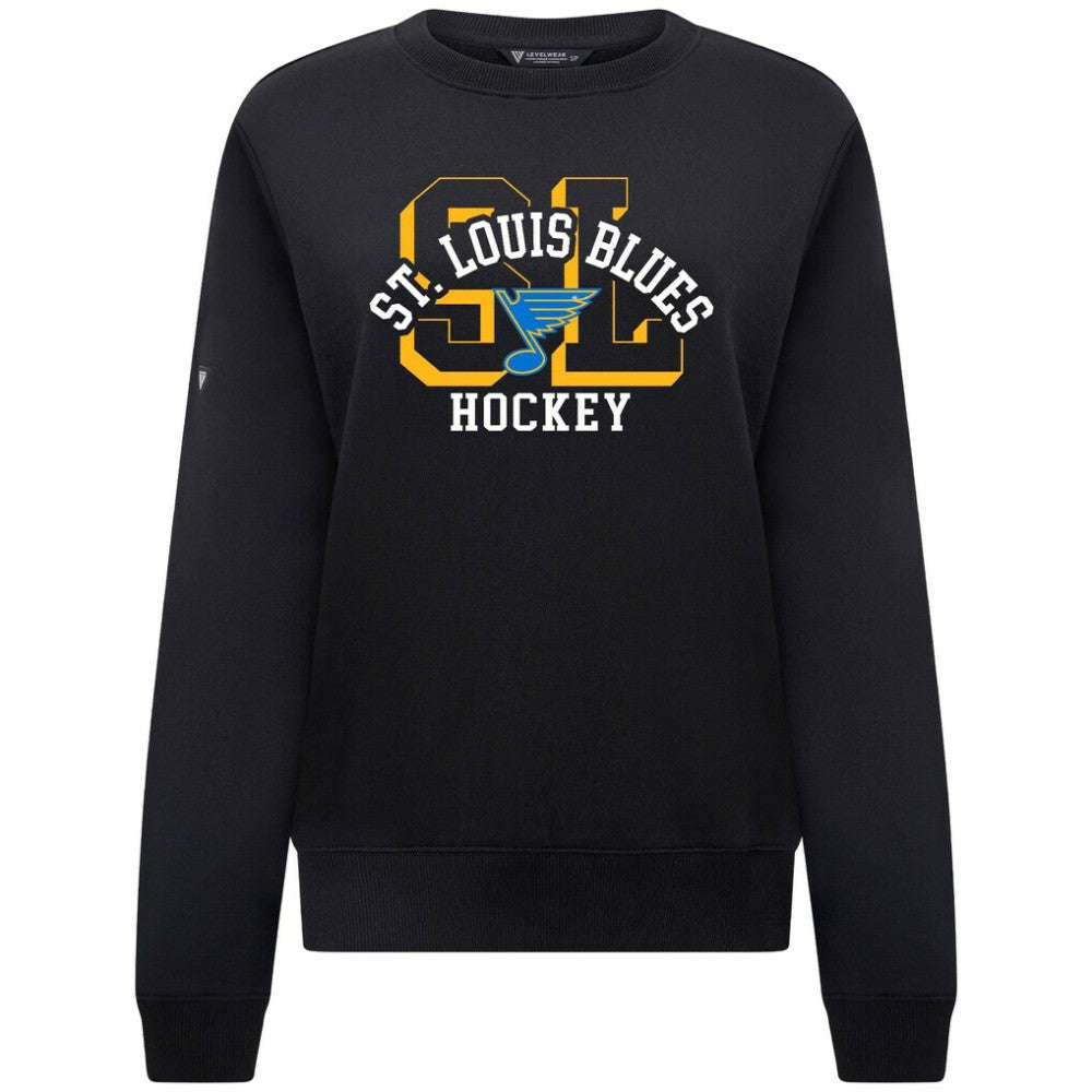St. Louis Blues Levelwear Women's Yvette Limelight Big Letter Sweatshirt - Black | NHL on sale