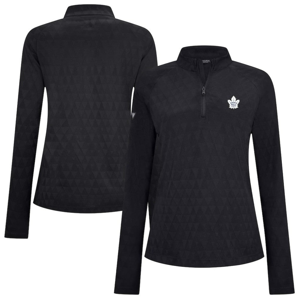 Toronto Maple Leafs Levelwear Women's Spike Raglan Quarter-Zip Top - Black | NHL Clearance