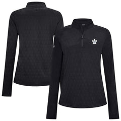 Toronto Maple Leafs Levelwear Women's Spike Raglan Quarter-Zip Top - Black | NHL Clearance