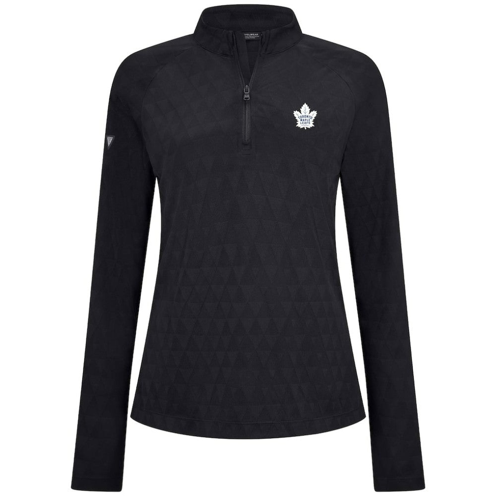 Toronto Maple Leafs Levelwear Women's Spike Raglan Quarter-Zip Top - Black | NHL Clearance