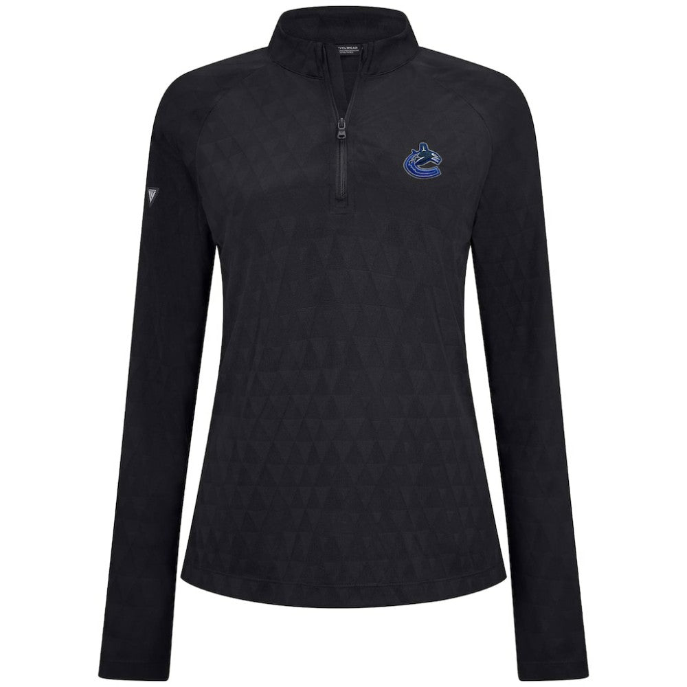 Vancouver Canucks Levelwear Women's Spike Raglan Quarter-Zip Top - Black | NHL on sale