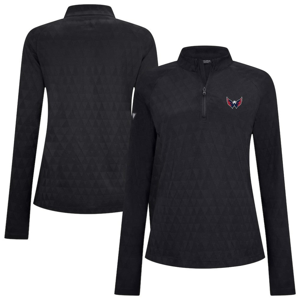 Washington Capitals Levelwear Women's Spike Raglan Quarter-Zip Top - Black | NHL Clearance