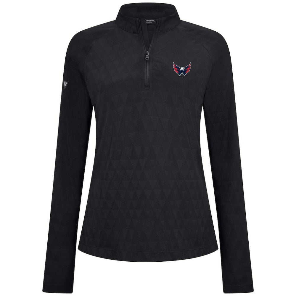 Washington Capitals Levelwear Women's Spike Raglan Quarter-Zip Top - Black | NHL Clearance