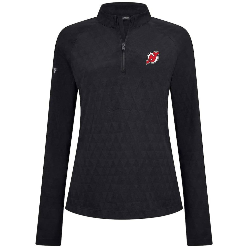 New Jersey Devils Levelwear Women's Spike Raglan Quarter-Zip Top - Black | NHL sale