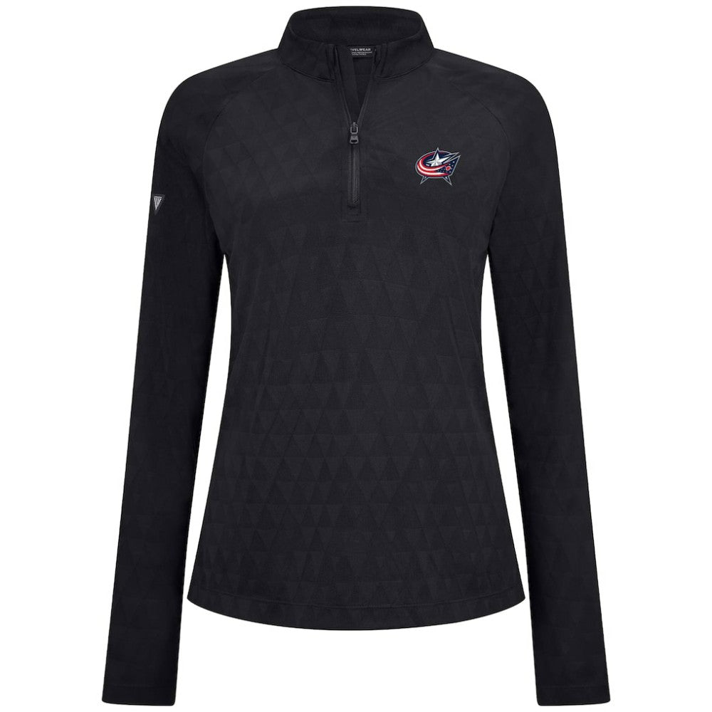 Columbus Blue Jackets Levelwear Women's Spike Raglan Quarter-Zip Top - Black | NHL near me