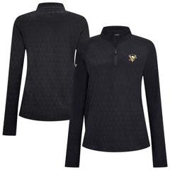 Pittsburgh Penguins Levelwear Women's Spike Raglan Quarter-Zip Top - Black | NHL Clearance