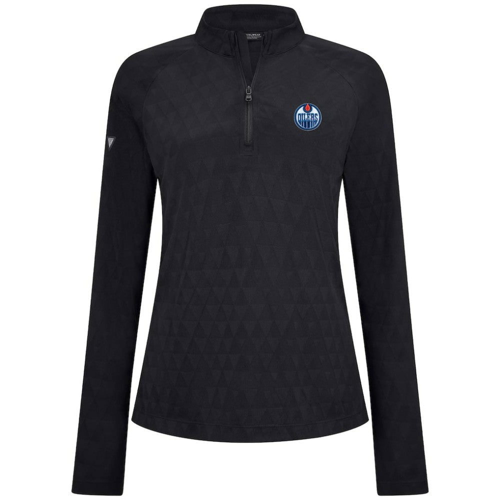 Edmonton Oilers Levelwear Women's Spike Raglan Quarter-Zip Top - Black | NHL online
