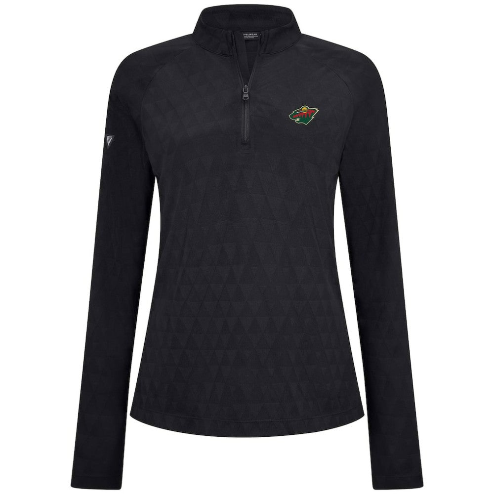 Minnesota Wild Levelwear Women's Spike Raglan Quarter-Zip Top - Black | NHL Clearance