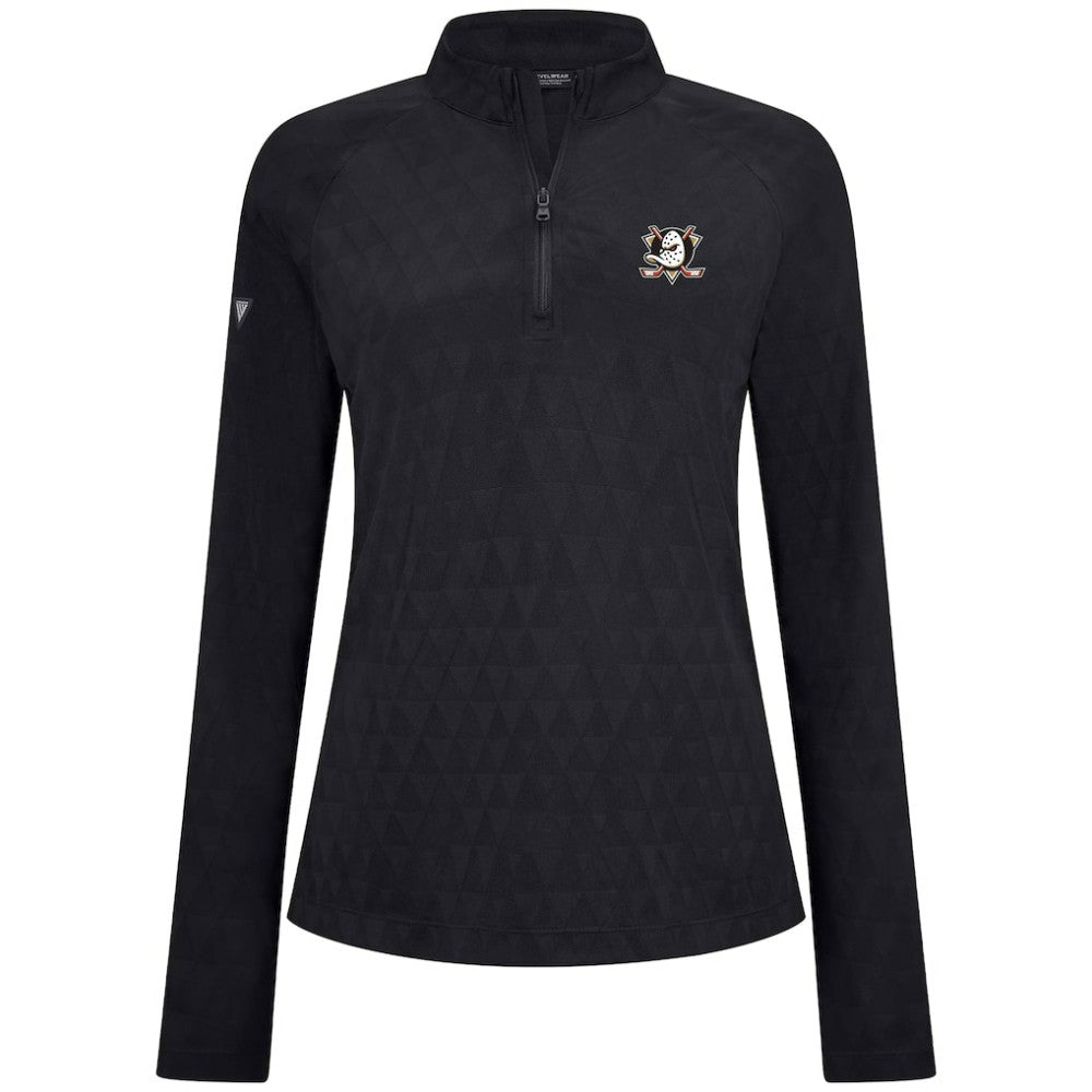 Anaheim Ducks Levelwear Women's Spike Raglan Quarter-Zip Top - Black | NHL discount