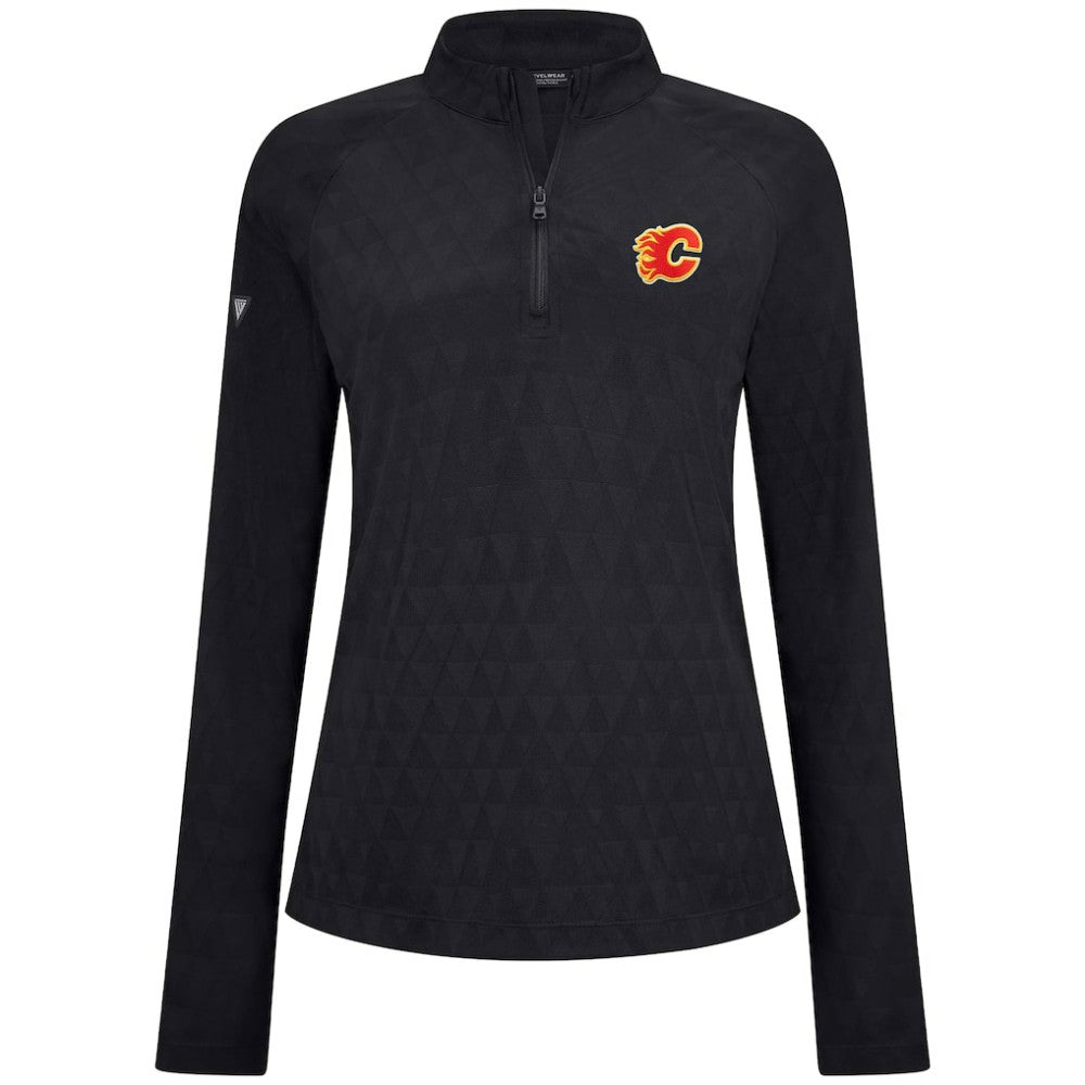 Calgary Flames Levelwear Women's Spike Raglan Quarter-Zip Top - Black | NHL discount